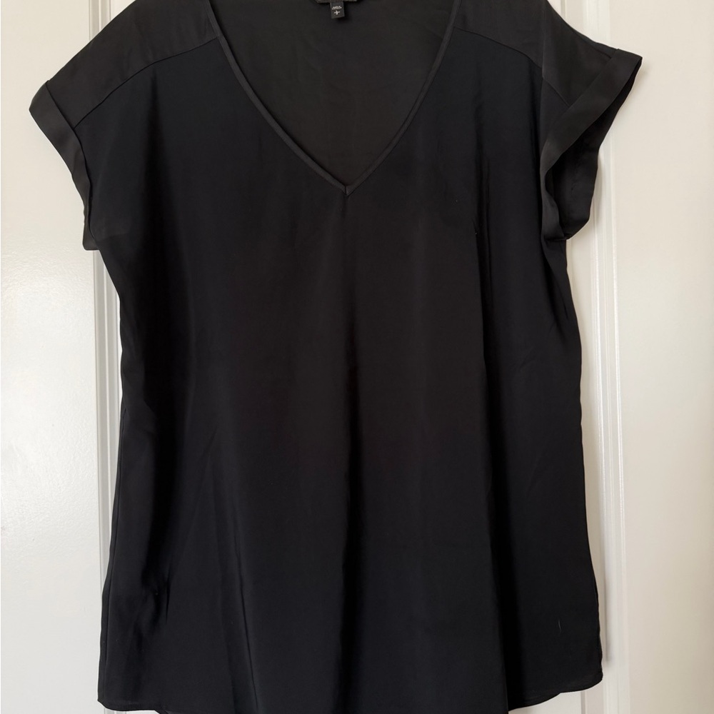 Express Black Satin V-Neck Gramercy Tee
